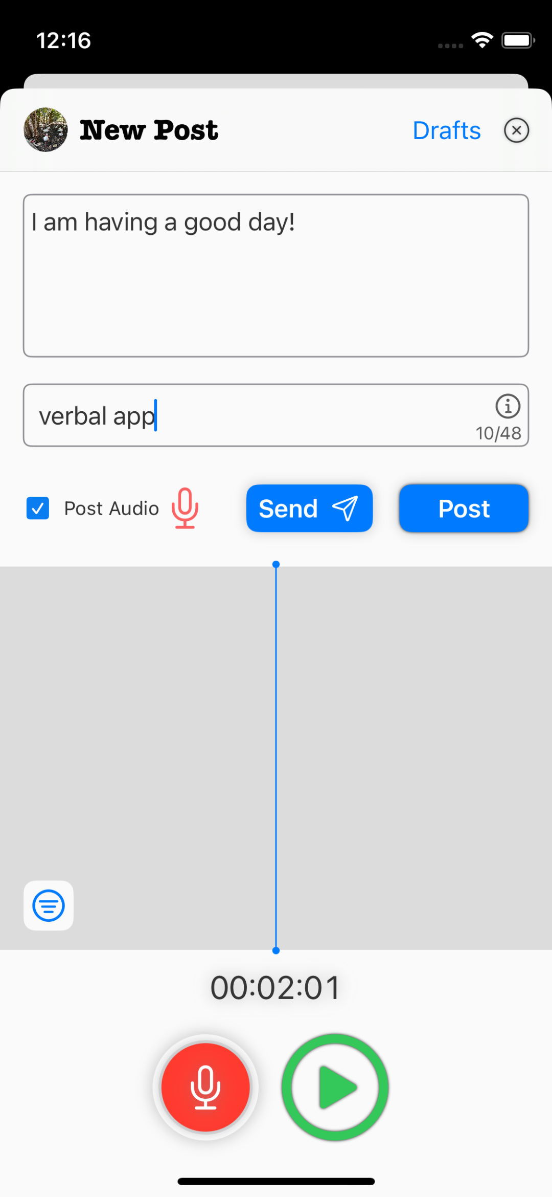 Voice-only dating screenshot